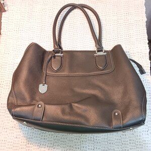 London Fog black faux leather large tote bag purse
